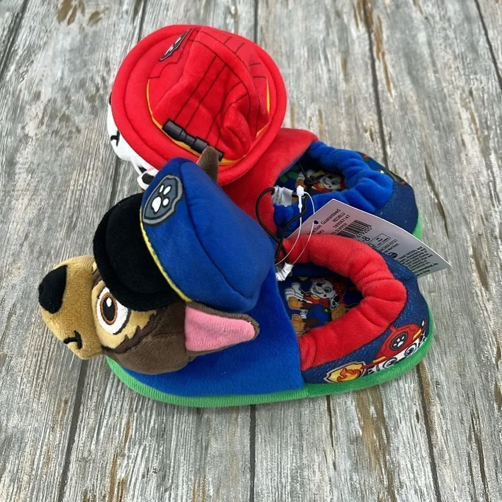 Baby Toddler Boy Plaid & Aline Paw Patrol Plush Slippers Shoes 2-Pack Size 7-8